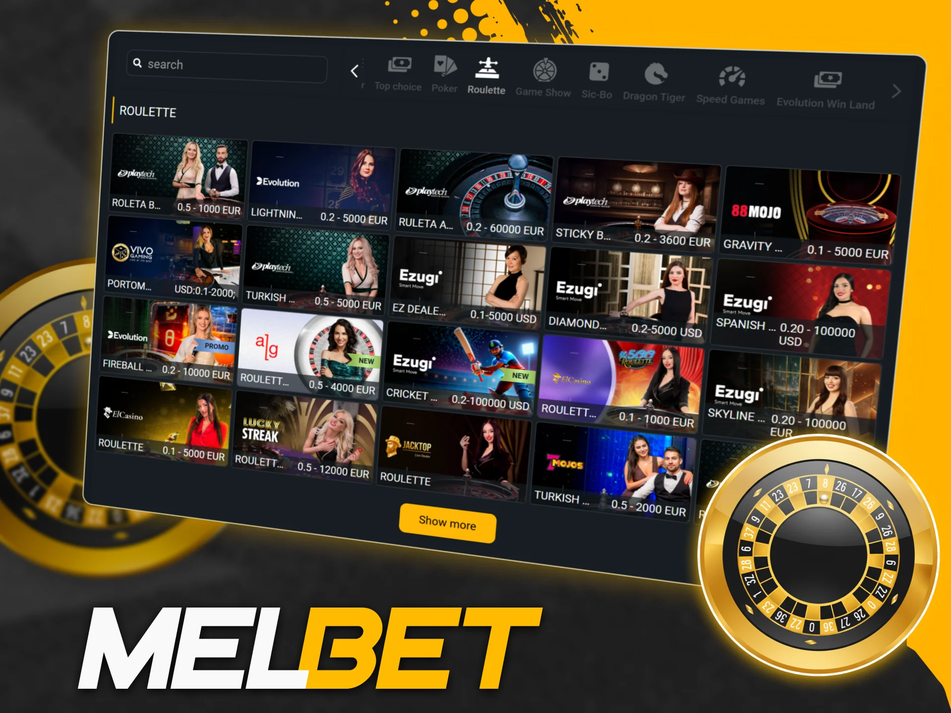 Spin the wheel in Boost Roulette and other versions on the official Melbet platform.