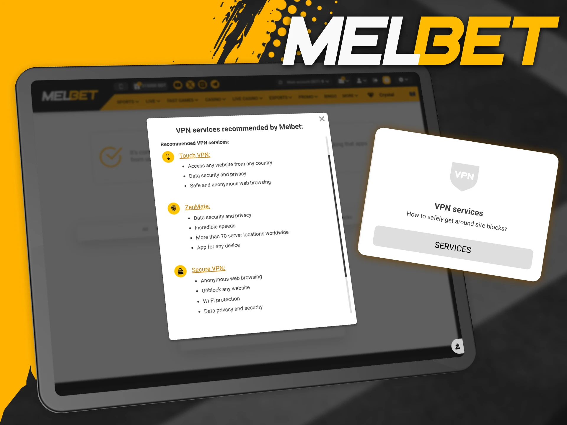 Accessing Melbet abroad is allowed, but using a VPN may violate platform policies.